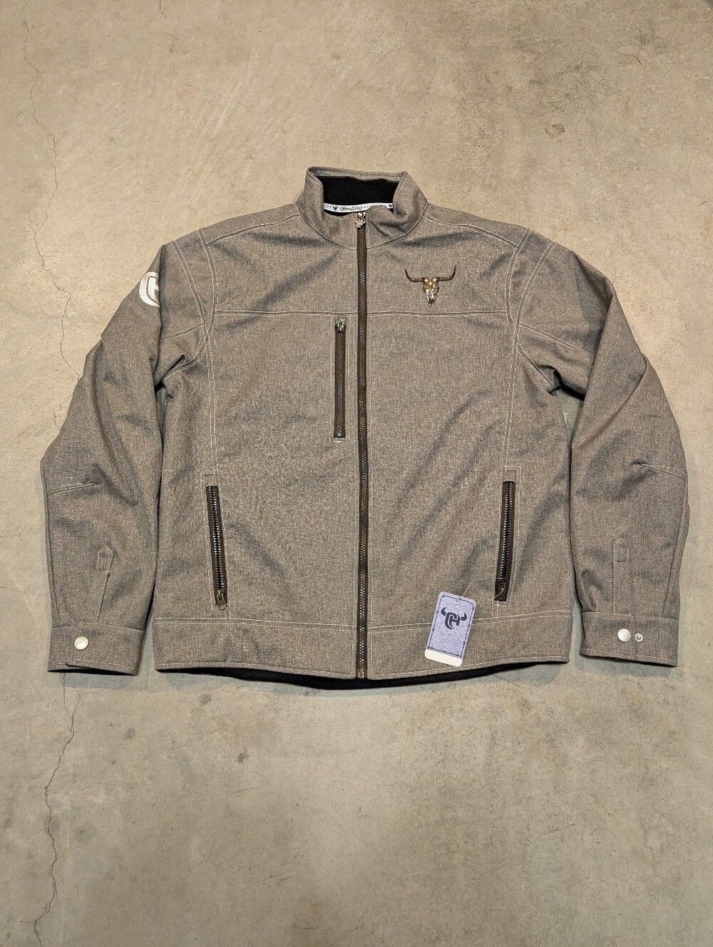NWT Cowboy Hardware Tech Woodsman Jacket Full Zip Mens L Gray/Tan